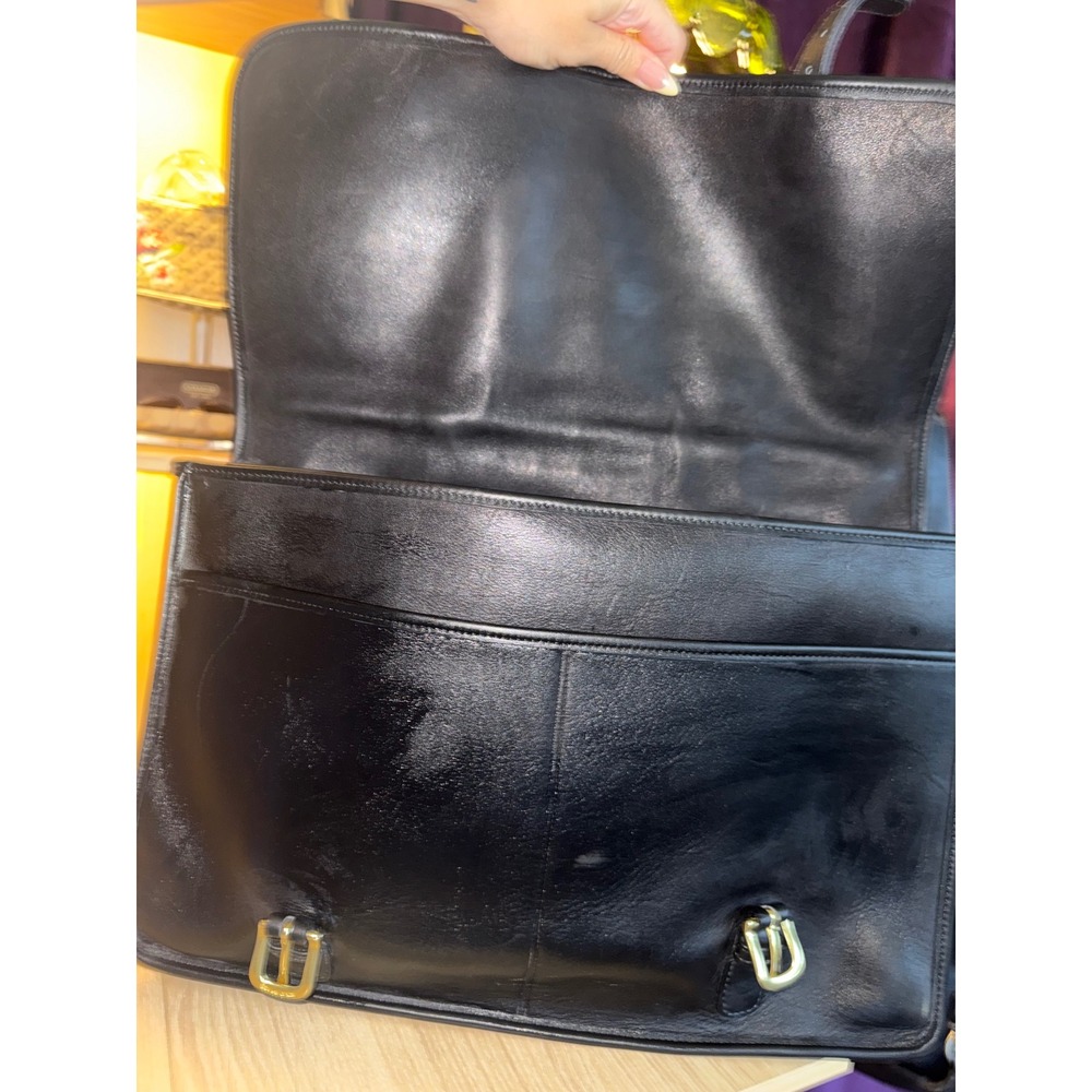 Vintage Coach Beekman Briefcase Black Leather Brass Buckle Messenger Bag 5266 - Picture 7 of 9